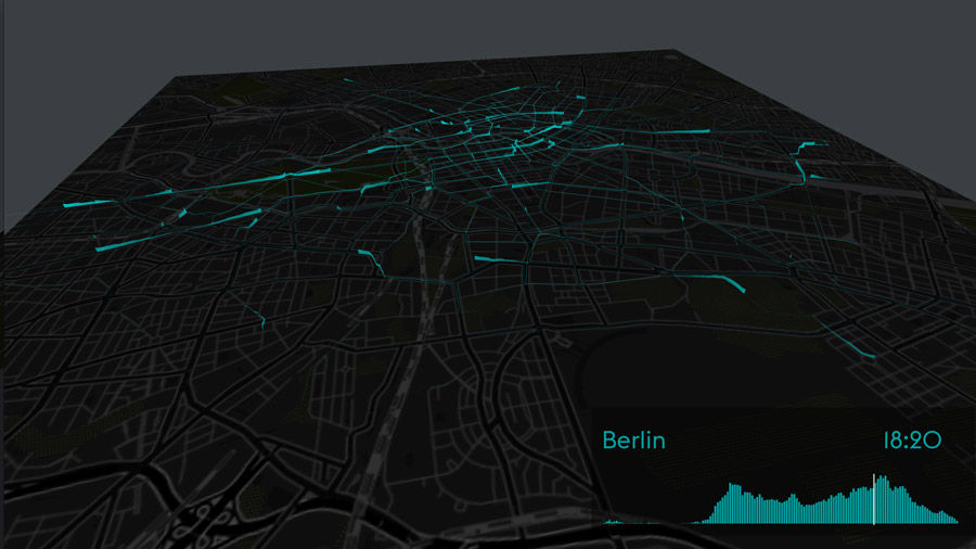 Spuren der verliehenen Räder in Berlin